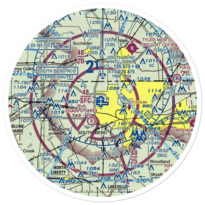 South Bend Regional Airport (SBN) VFR Sectional Sticker (30 mile)