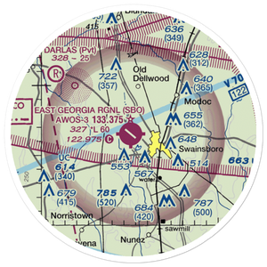 Emanuel County Airport (SBO) VFR Sectional Sticker (20 mile)