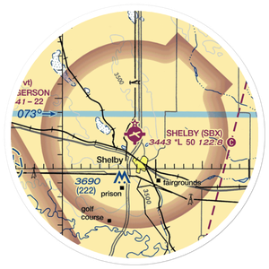 Shelby Airport (SBX) VFR Sectional Sticker (20 mile)