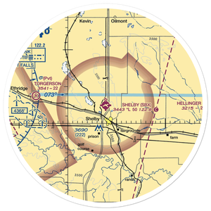 Shelby Airport (SBX) VFR Sectional Sticker (30 mile)