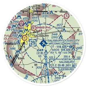 Salisbury Ocean City Wicomico Regional Airport (SBY) VFR Sectional Sticker (20 mile)