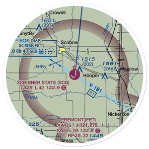 Scribner State Airport (SCB) VFR Sectional Sticker (20 mile)