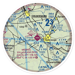 Merkel Field Sylacauga Municipal Airport (SCD) VFR Sectional Sticker (20 mile)