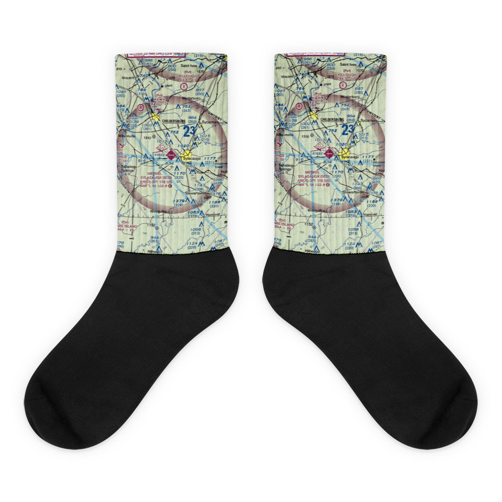 Merkel Field Sylacauga Municipal Airport (SCD) VFR Sectional Socks 