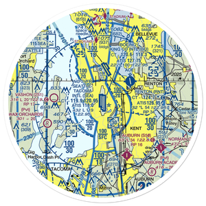Seattle Tacoma International Airport (SEA) VFR Sectional Sticker (30 mile)