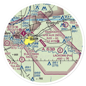 Randolph Air Force Base Auxiliary Airport (SEQ) VFR Sectional Sticker (20 mile)