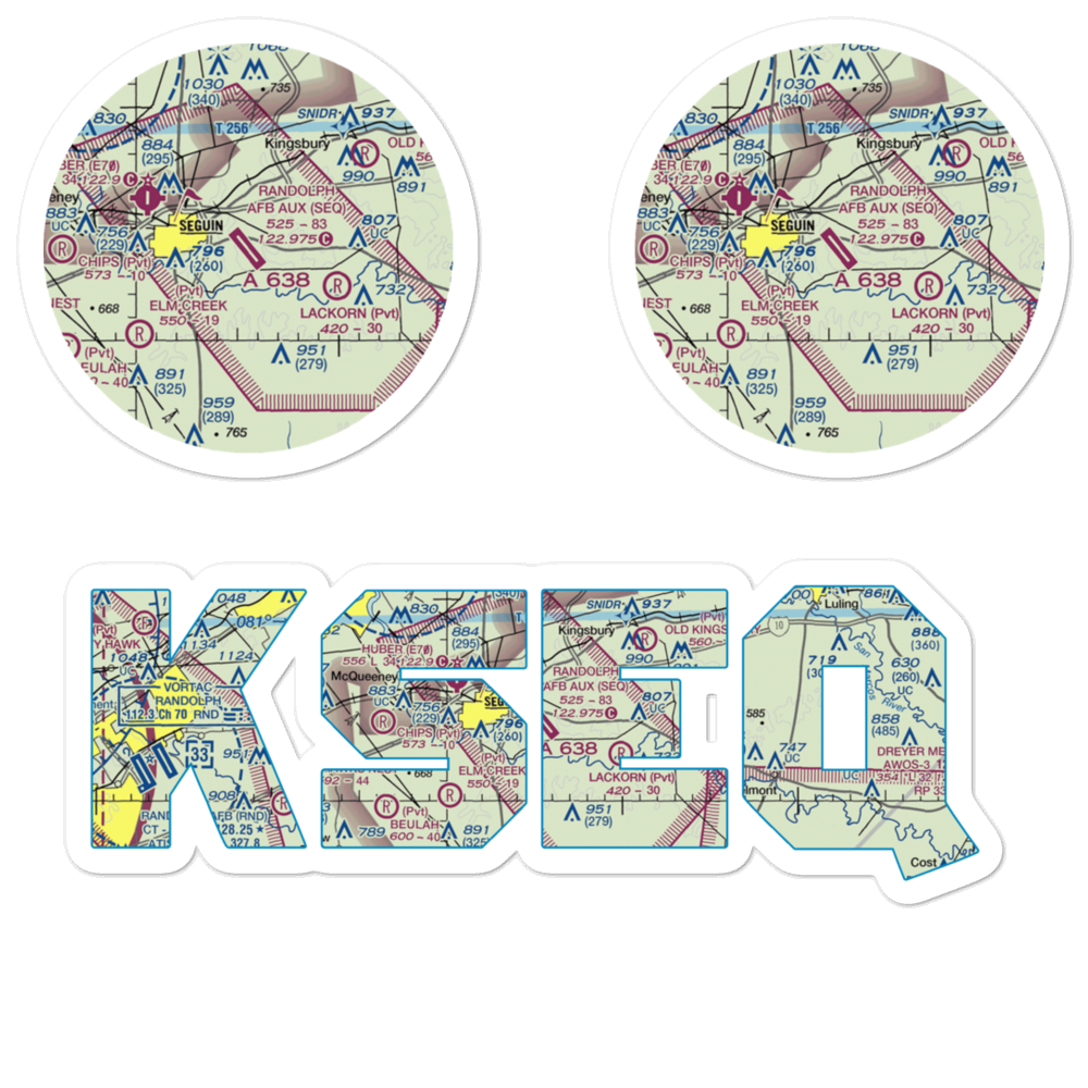 Randolph Air Force Base Auxiliary Airport (SEQ) VFR Sectional Sticker Pack 