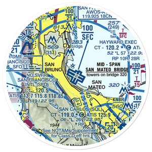 San Francisco International Airport (SFO) VFR Sectional Sticker (20 mile)