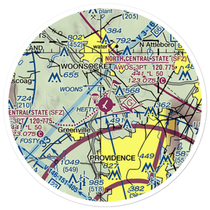 North Central State Airport (SFZ) VFR Sectional Sticker (20 mile)