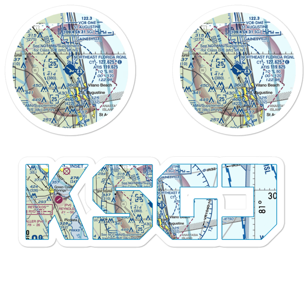 Northeast Florida Regional Airport (SGJ) VFR Sectional Sticker Pack 