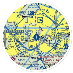 Sugar Land Regional Airport (SGR) VFR Sectional Sticker (20 mile)