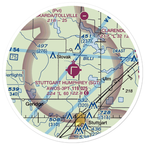 Stuttgart Municipal Airport / Carl Humphrey Field (SGT) VFR Sectional Sticker (20 mile)