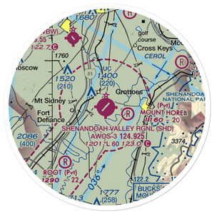 Shenandoah Valley Regional Airport (SHD) VFR Sectional Sticker (20 mile)