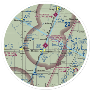Sheldon Regional Airport (SHL) VFR Sectional Sticker (30 mile)