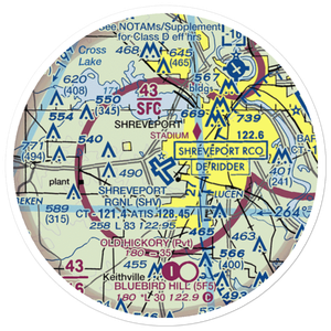 Shreveport Regional Airport (SHV) VFR Sectional Sticker (20 mile)