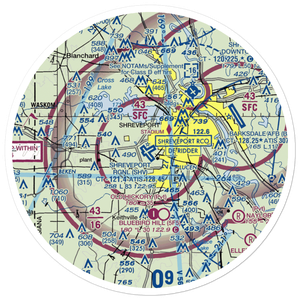 Shreveport Regional Airport (SHV) VFR Sectional Sticker (30 mile)