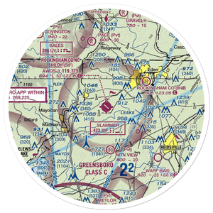 Rockingham County NC Shiloh Airport (SIF) VFR Sectional Sticker (30 mile)