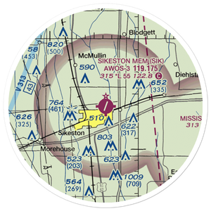 Sikeston Memorial Municipal Airport (SIK) VFR Sectional Sticker (20 mile)
