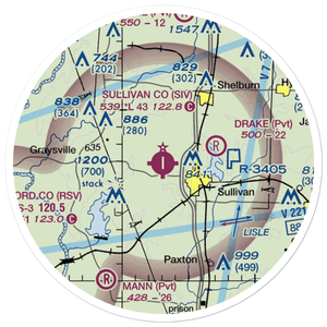 Sullivan County Airport (SIV) VFR Sectional Sticker (20 mile)
