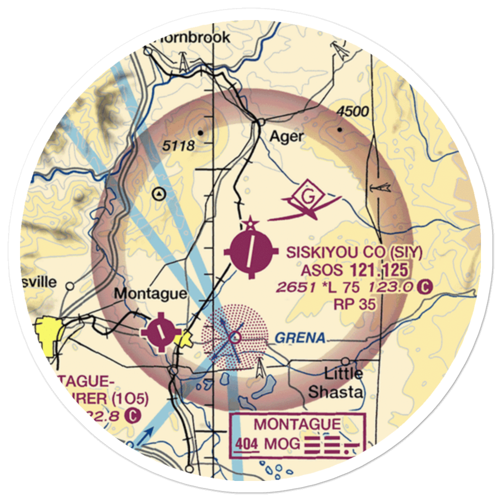 Siskiyou County Airport (SIY) VFR Sectional Sticker (20 mile) 