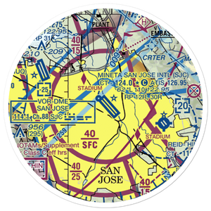 Norman Y. Mineta San Jose International Airport (SJC) VFR Sectional Sticker (20 mile)