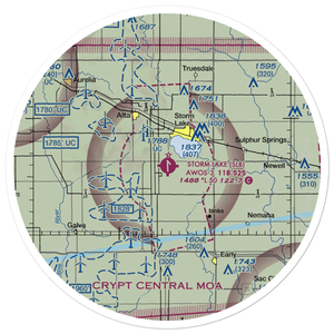 Storm Lake Municipal Airport (SLB) VFR Sectional Sticker (30 mile)