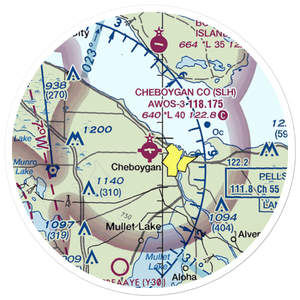 Cheboygan County Airport (SLH) VFR Sectional Sticker (20 mile)