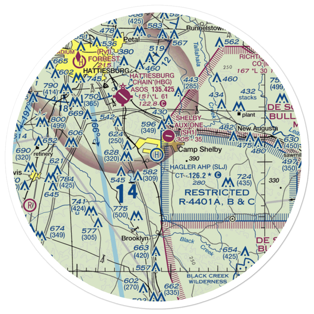 Hagler Army Heliport (SLJ) VFR Sectional Sticker (30 mile) 