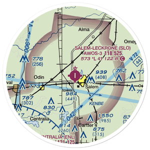 Salem Leckrone Airport (SLO) VFR Sectional Sticker (20 mile)