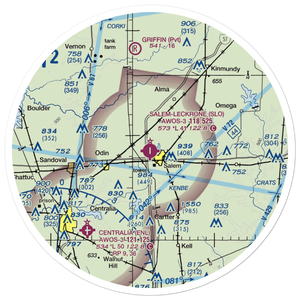 Salem Leckrone Airport (SLO) VFR Sectional Sticker (30 mile)