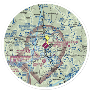 Lake Cumberland Regional Airport (SME) VFR Sectional Sticker (30 mile)
