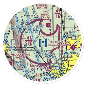 Sacramento International Airport (SMF) VFR Sectional Sticker (20 mile)