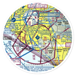 John Wayne Airport-Orange County Airport (SNA) VFR Sectional Sticker (30 mile)