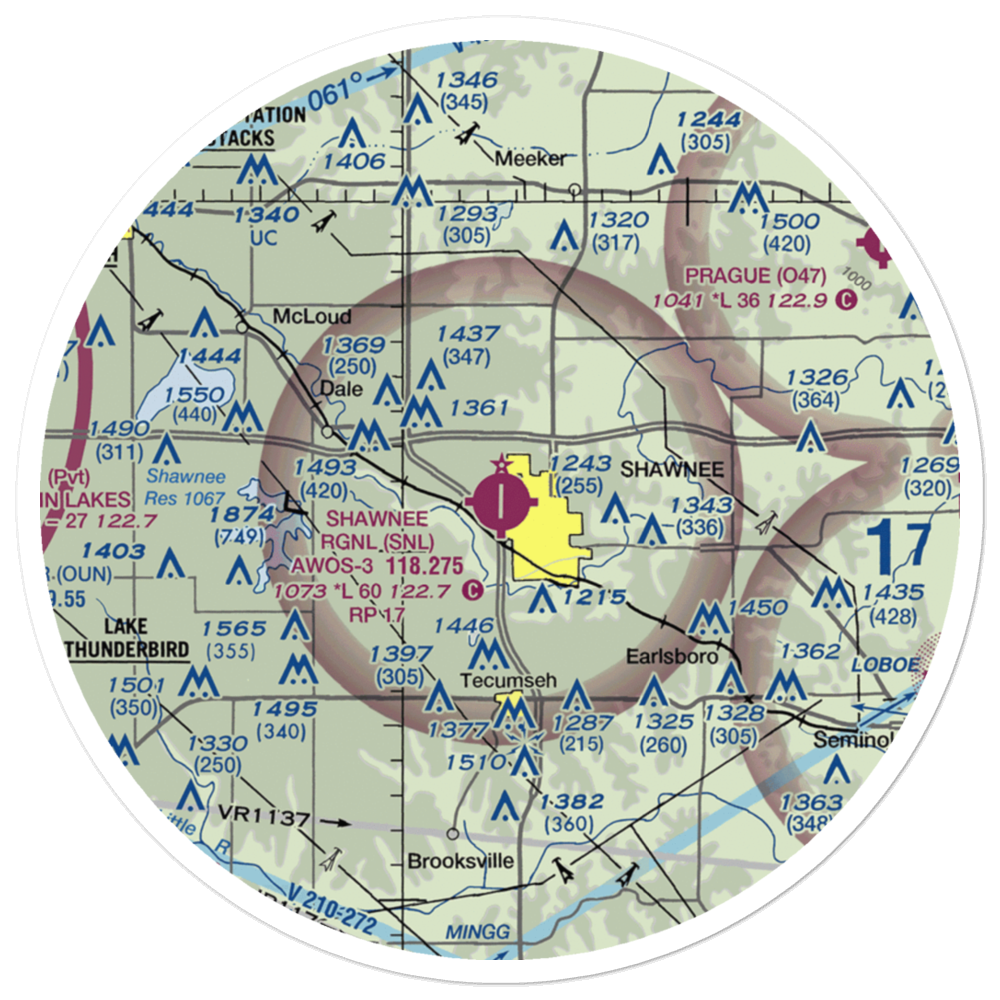 Shawnee Regional Airport (SNL) VFR Sectional Sticker (30 mile) 
