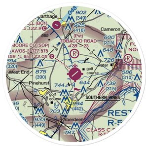 Moore County Airport (SOP) VFR Sectional Sticker (20 mile)