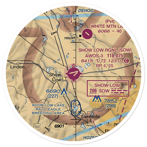 Show Low Regional Airport (SOW) VFR Sectional Sticker (20 mile)