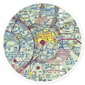 Spartanburg Downtown Memorial Airport (SPA) VFR Sectional Sticker (30 mile)