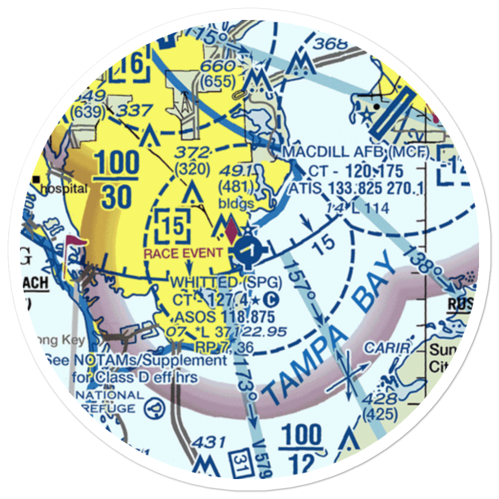 Albert Whitted Airport (SPG) VFR Sectional Sticker (20 mile) 