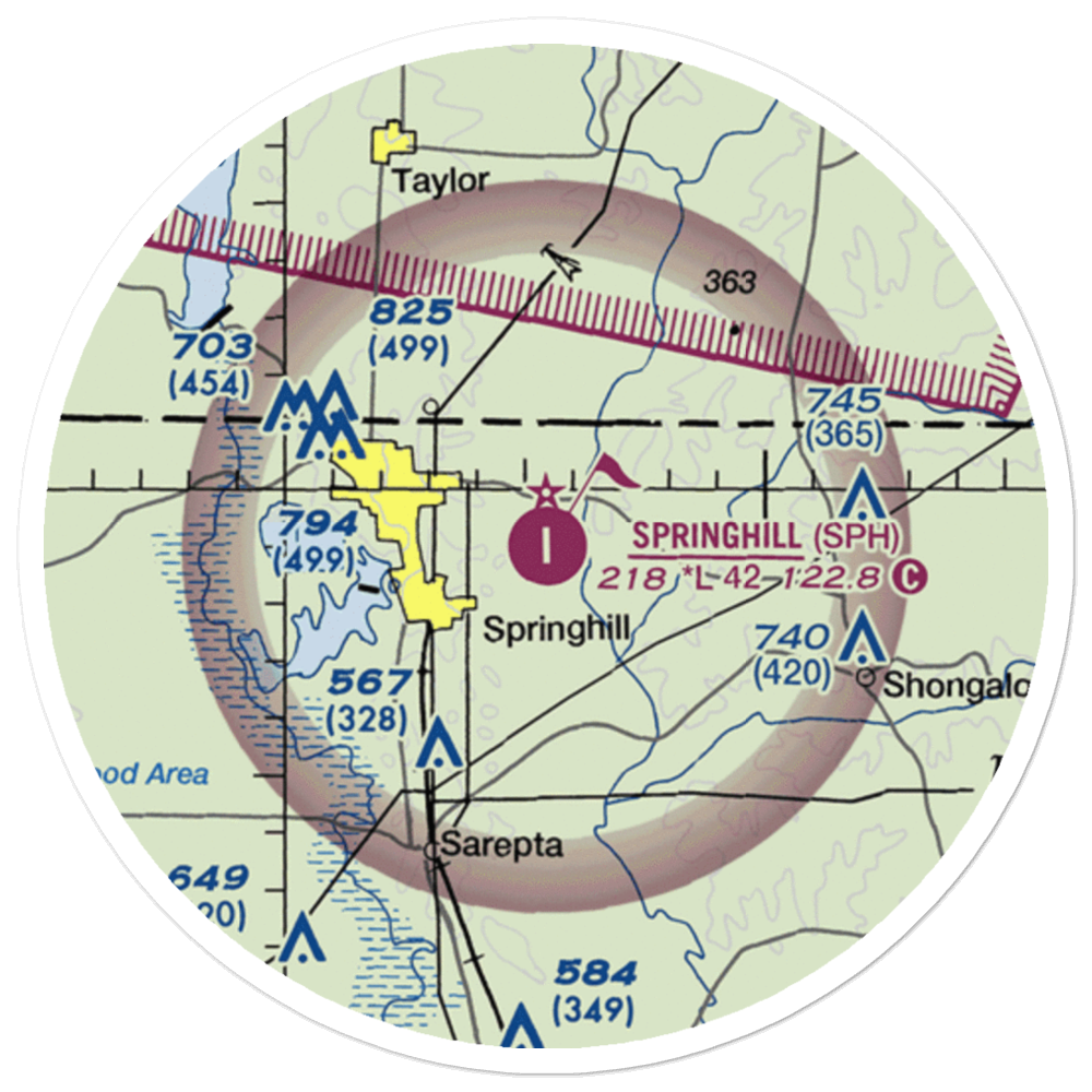 Springhill Airport (SPH) VFR Sectional Sticker (20 mile) 