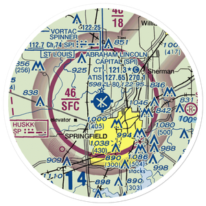 Abraham Lincoln Capital Airport (SPI) VFR Sectional Sticker (20 mile)