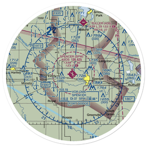 Spencer Municipal Airport (SPW) VFR Sectional Sticker (30 mile)