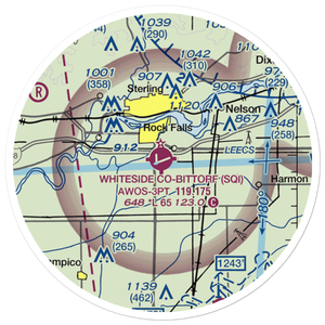 Whiteside County Airport-Joseph H Bittorf Field (SQI) VFR Sectional Sticker (20 mile)