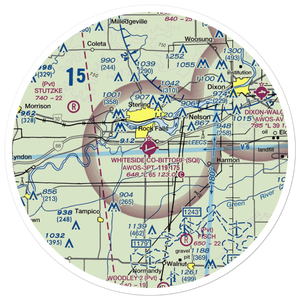 Whiteside County Airport-Joseph H Bittorf Field (SQI) VFR Sectional Sticker (30 mile)
