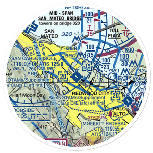 San Carlos Airport (SQL) VFR Sectional Sticker (20 mile)