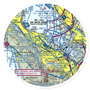 San Carlos Airport (SQL) VFR Sectional Sticker (30 mile)