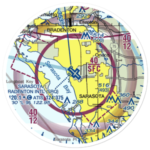 Sarasota Bradenton International Airport (SRQ) VFR Sectional Sticker (20 mile)