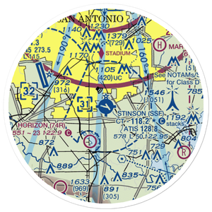 Stinson Municipal Airport (SSF) VFR Sectional Sticker (20 mile)