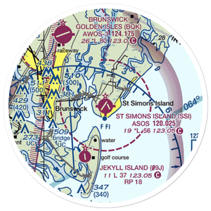 St Simons Island Airport (SSI) VFR Sectional Sticker (20 mile)
