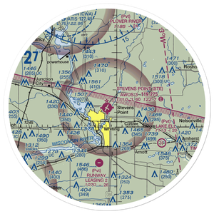 Stevens Point Municipal Airport (STE) VFR Sectional Sticker (30 mile)