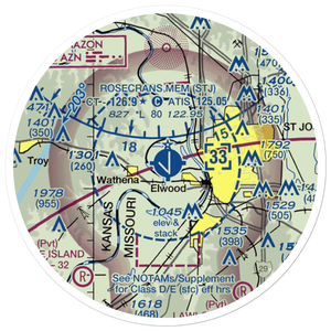 Rosecrans Memorial Airport (STJ) VFR Sectional Sticker (20 mile)